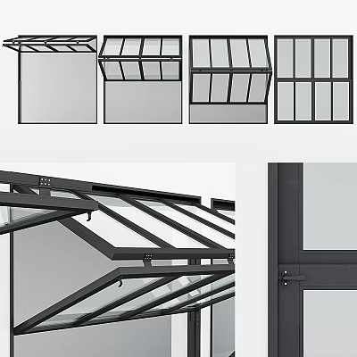 Modern Skylight And Window Designs With Black Frames And Glass Panels 3d model