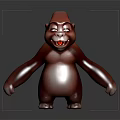 Red Gorilla Game Movie Character With Cartoon 3D Model Smiling Expression And White Belly