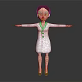 Female Game and Movie Character in White Doctor Coat with Arms Outstretched
