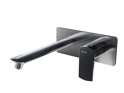 Modern Brushed Metal Water Faucet with Extended Spout and Single Handle Design 3d model