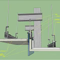 Modern node top surface node latex paint connected with glass 3d model