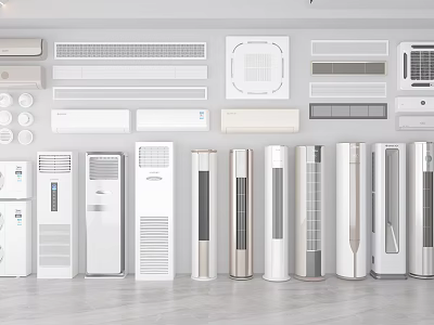 Various Types Of Modern Air Conditioners And Fans With Sleek Designs For Home Use 3d model