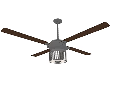 Modern Ceiling Fan With Brown Blades And Built In Light Fixture For Home Use 3d model