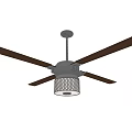 Modern Ceiling Fan With Brown Blades And Built In Light Fixture For Home Use