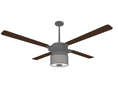 Modern Ceiling Fan With Brown Blades And Built In Light Fixture For Home Use 3d model