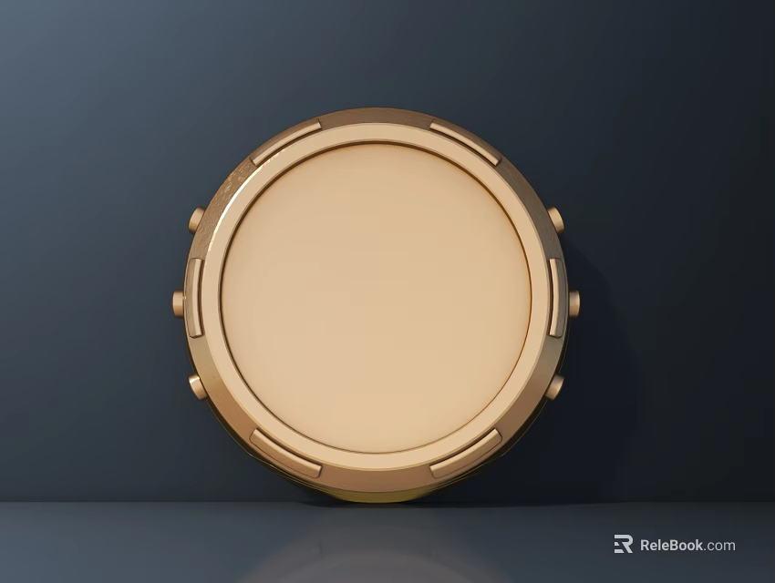 Elegant Golden Round Ceiling Light With Ornamental Edge Details And Smooth Surface 3d model