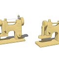 Handcrafted Wooden Sewing Machine Model With Spool Wheels And Base