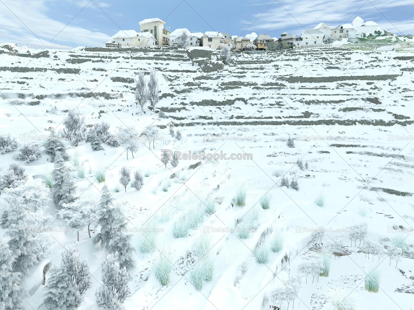 terraced snow 3d model