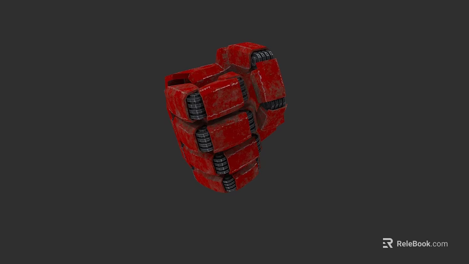 Game Movie Character Red Mechanical Armor Gauntlet With Metal Plates And Black Details 3d model 