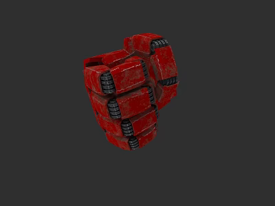 Game Movie Character Red Mechanical Armor Gauntlet With Metal Plates And Black Details 3d model