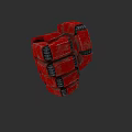Game Movie Character Red Mechanical Armor Gauntlet With Metal Plates And Black Details