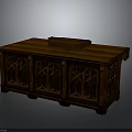 Rustic Wooden Cabinet With Detailed Carved Patterns And Traditional Design