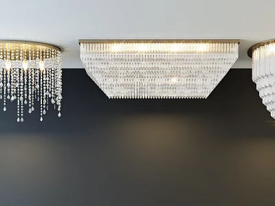 Elegant Crystal Chandeliers with Hanging Crystal Pendants and Modern Design Elements 3d model