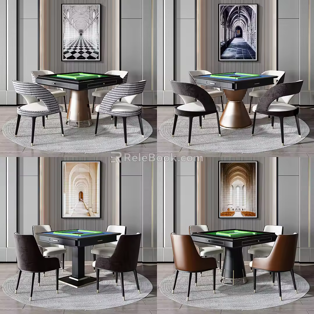 Light Luxury Mahjong Table and Chair Mahjong Table and Chair Combination 3d model
