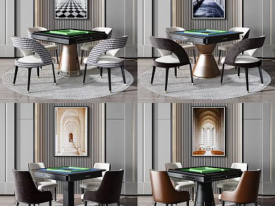 Modern Luxury Entertainment Table With Upholstered Chairs And Round Rug In Living Room 3d model