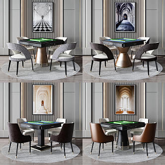 Light Luxury Mahjong Table and Chair Mahjong Table and Chair Combination 3d model