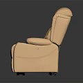 Beige Leather Single Sofa With Comfortable Armrests And Cup Holders Design