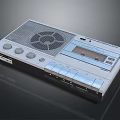 Vintage Cassette Recorder Design With Light Gray Body Speaker Grille And Control Buttons