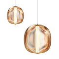 Gold Spherical Chandeliers With Striped Design Illuminated Modern Decorative Lighting