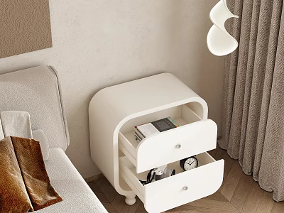 Modern White Bedroom Chest of Drawers With Two Drawers Storage Interior Design 3d model