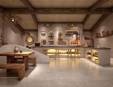 New Chinese Coffee Shop Earth Coffee Shop 3d model