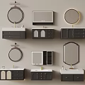 Stylish Bathroom Vanity Sets With Mirrors Cabinets And Sink Designs 3d model