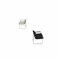 Modern Single Chair With Black Leather Upholstery And Metal Frame Design