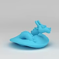 Futuristic Tech Exhibition Hall Showcasing Blue Dragon Shaped 3D Model Sculpture