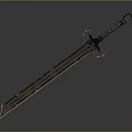 Medieval Metal Sword With Decorative Hilt And Long Sharp Blade Design