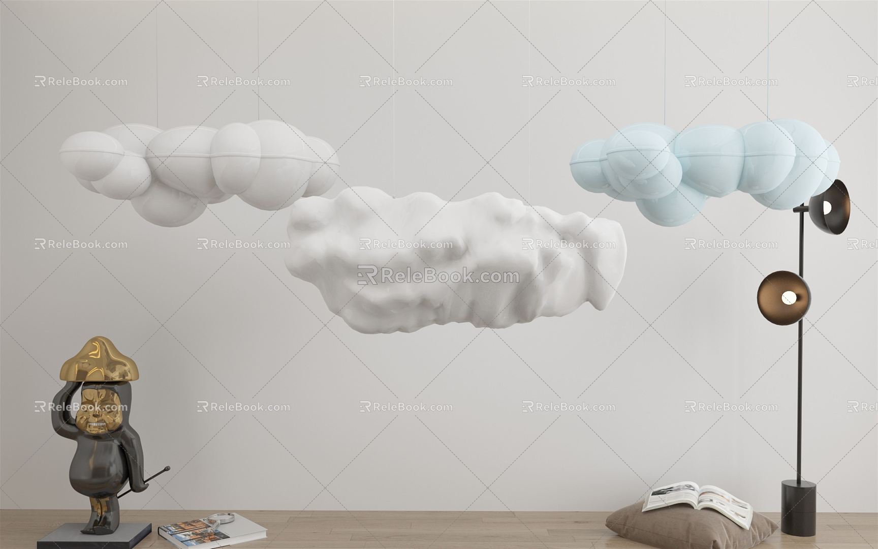 Modern lamp combination chandelier villa chandelier art hanging cloud chandelier 3d model