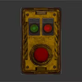 Industrial Emergency Control Panel With Red Green Buttons And Yellow Enclosure