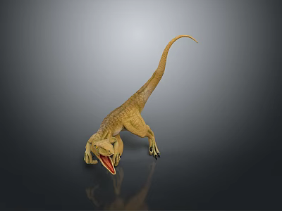Realistic 3D Dinosaur Model In Dynamic Pose With Open Mouth And Raised Tail 3d model