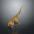 Realistic 3D Dinosaur Model In Dynamic Pose With Open Mouth And Raised Tail