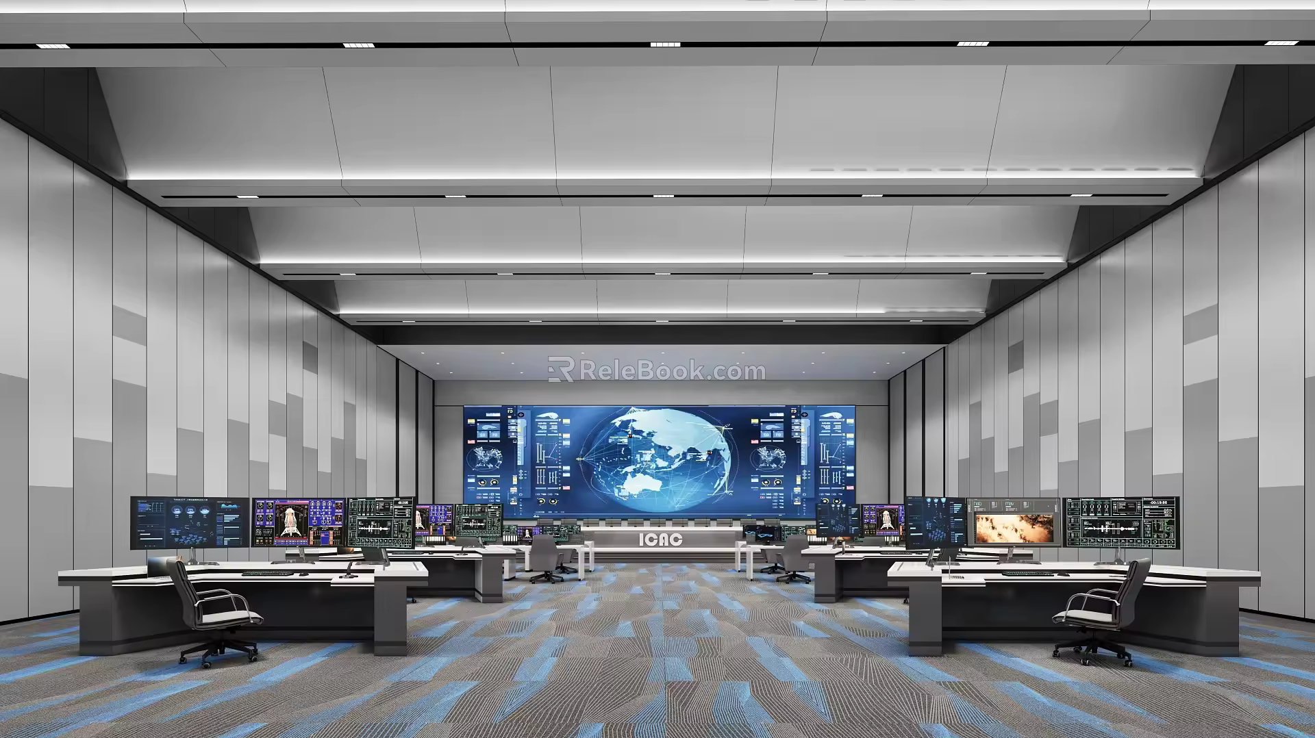 modern monitoring room command and control center 3d model
