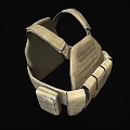 Game Movie Character Wearing Brown Military Style Tactical Vest With Multiple Pockets And Thick Straps