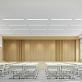 Book Art Classroom Featuring White Desks Wooden Walls Whiteboard Piano And Natural Light
