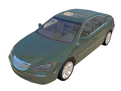 Green Sedan Car With Sunroof And Sleek Design 3d model