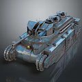Military Tank With Heavy Armor Tracked Wheels Turret And Detailed Exterior