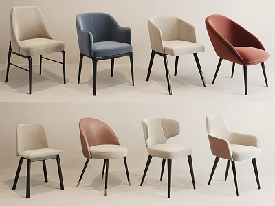 Modern Upholstered Accent Leisure Chairs In Multiple Colors With Stylish Designs And Wooden Legs 3d model