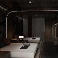 SPA Sauna Interior Design With Comfortable Beds And Modern Relaxation Space 3d model