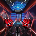 Modern Cyber Cafe Interior With Starry Ceiling Red Gaming Seats And Tech Lighting 3d model