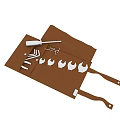 Brown Leather Hardware Tool Bag with Wrenches Screwdriver and Organized Divided Pockets 3d model