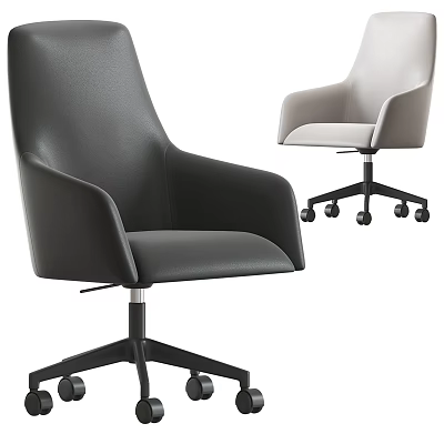 Modern Leather Office Chair With Black And Light Gray Design And Wheels 3d model