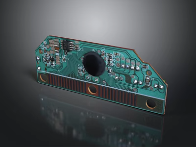 Green Printed Circuit Board With Electronic Components And Sensor For Devices 3d model