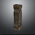 Carved Stone Pillar With Intricate Decorative Patterns And Textured Surface 3d model