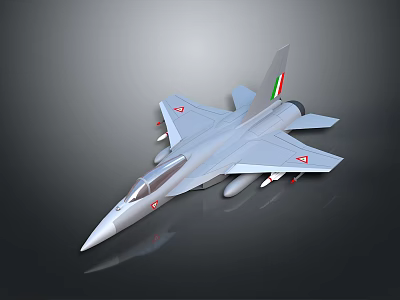 Gray Spacecraft Model With Red Insignia On Wings And Colored Tail Fin For Cosmic Missions 3d model