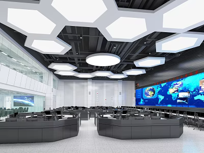 Modern Monitoring Room Meteorological Bureau Operation Control Hall Monitoring Hall 3d model