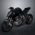 Black Modern Sporty Motorcycle With Sleek Design And Exposed Engine Details