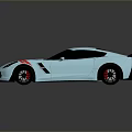Blue Sports Car With Black Accents Red Stripes Shiny Exterior And Modern Design