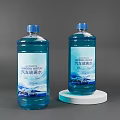 Blue Windshield Washer Fluid Bottles With Car Graphics And Labels On 3d model